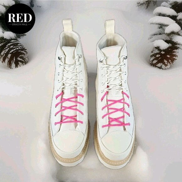 Converse Chuck Taylor Ivory Off White Leather Crafted Boot Men's 8/ Women's 9.5 - Picture 6 of 15